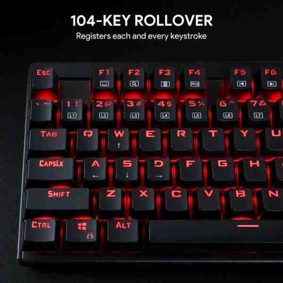 AUKEY KMG6 Mechanical Keyboard Red Switches 104key - Picture 6 of 12